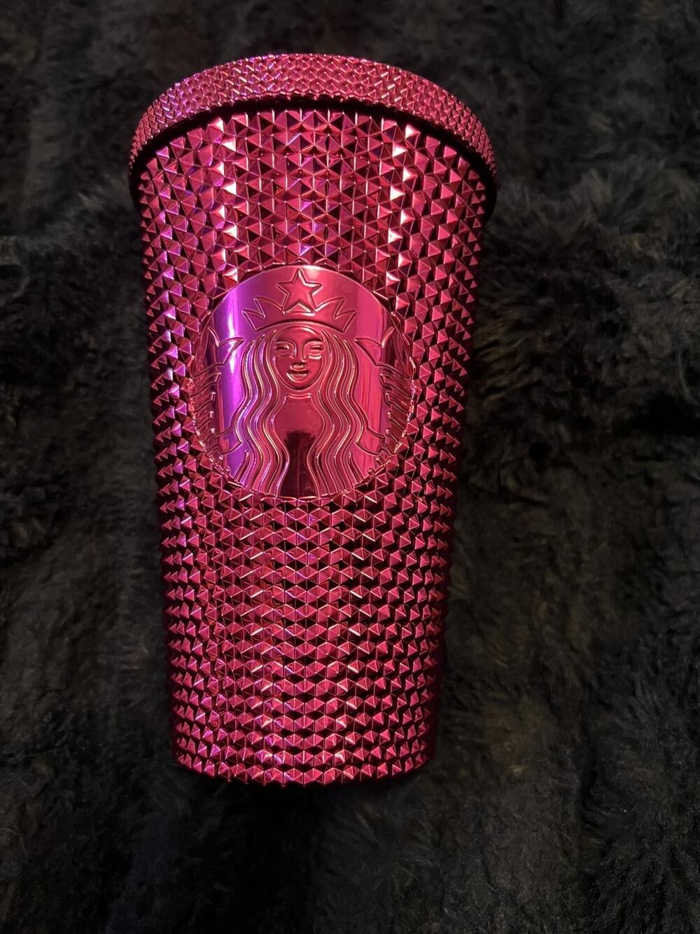 Starbucks 2022 Sangria Pink Studded Tumbler 16oz Cold Cup No Straw EUC